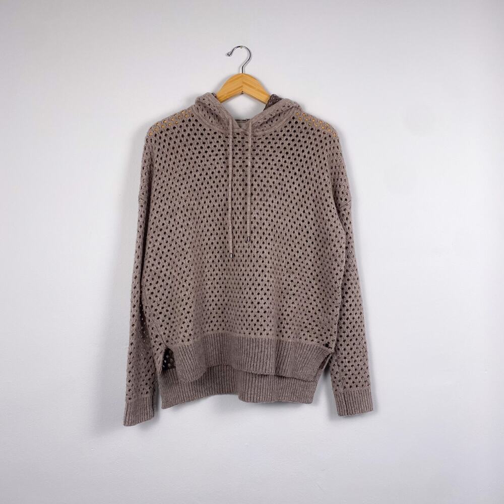 One Grey Day Netted Hooded Pullover Sweater XS